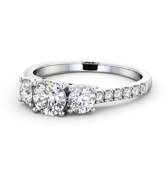  Three Stone Round Diamond Ring 18K White Gold - Marvin TH87_WG_THUMB2 