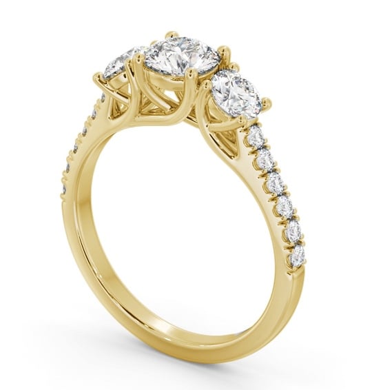  Three Stone Round Diamond Ring 18K Yellow Gold - Marvin TH87_YG_THUMB1 