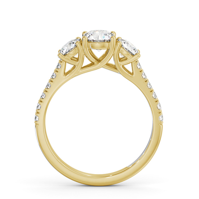 Three Stone Round Diamond Ring 18K Yellow Gold - Marvin TH87_YG_UP