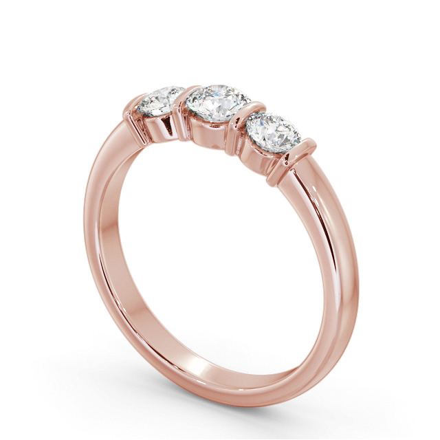 Three Stone Round Diamond Ring 18K Rose Gold - Kitley TH88_RG_SIDE