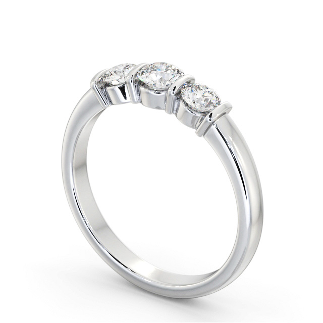 Three Stone Round Diamond Ring 18K White Gold - Kitley TH88_WG_SIDE