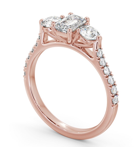 Three Stone Emerald Diamond Ring 9K Rose Gold - Josie TH89_RG_THUMB1 