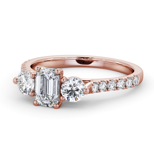 Three Stone Emerald Diamond Ring 18K Rose Gold - Josie TH89_RG_THUMB2 