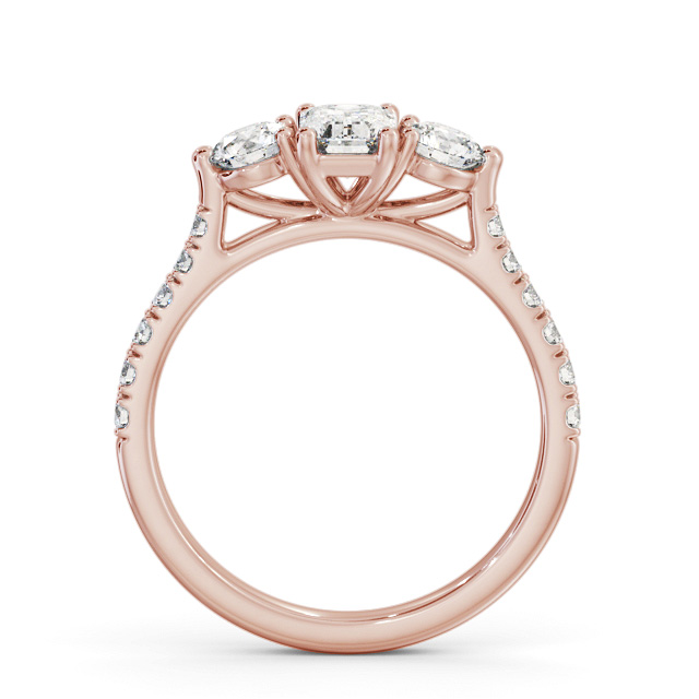Three Stone Emerald Diamond Ring 18K Rose Gold - Josie TH89_RG_UP