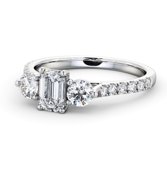  Three Stone Emerald Diamond Ring 18K White Gold - Josie TH89_WG_THUMB2 