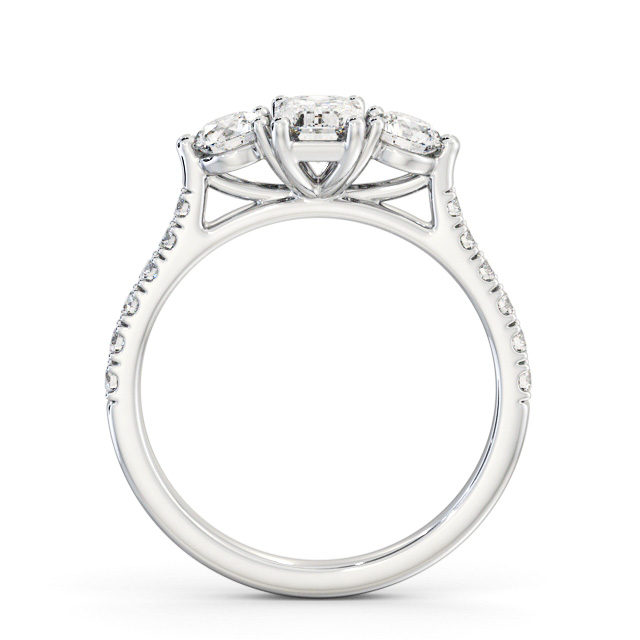 Three Stone Emerald Diamond Ring 18K White Gold - Josie TH89_WG_UP