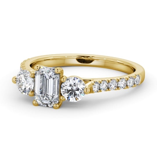  Three Stone Emerald Diamond Ring 18K Yellow Gold - Josie TH89_YG_THUMB2 