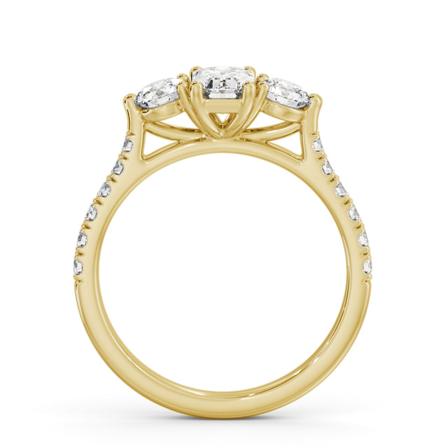 Three Stone Emerald Diamond Ring 9K Yellow Gold - Josie TH89_YG_UP