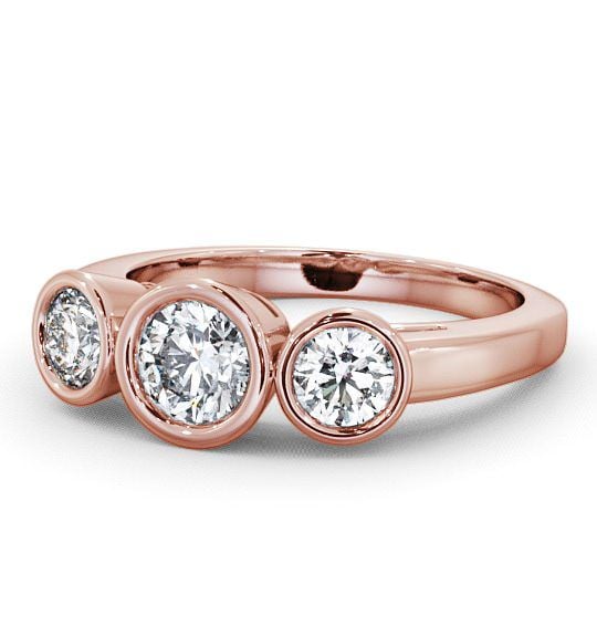 Three Stone Round Diamond Bezel Set Ring 18K Rose Gold TH8_RG_THUMB2 