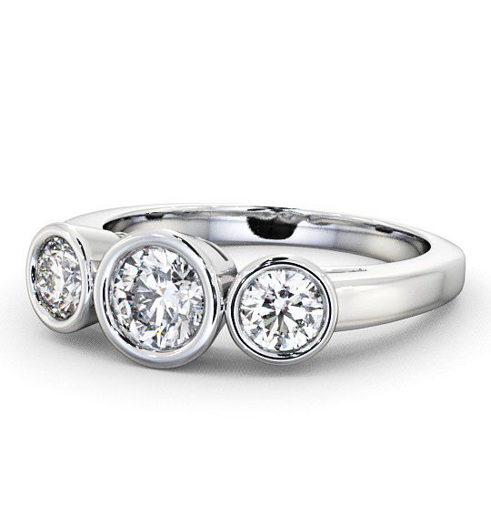 Three Stone Round Diamond Bezel Set Ring 18K White Gold TH8_WG_THUMB2 