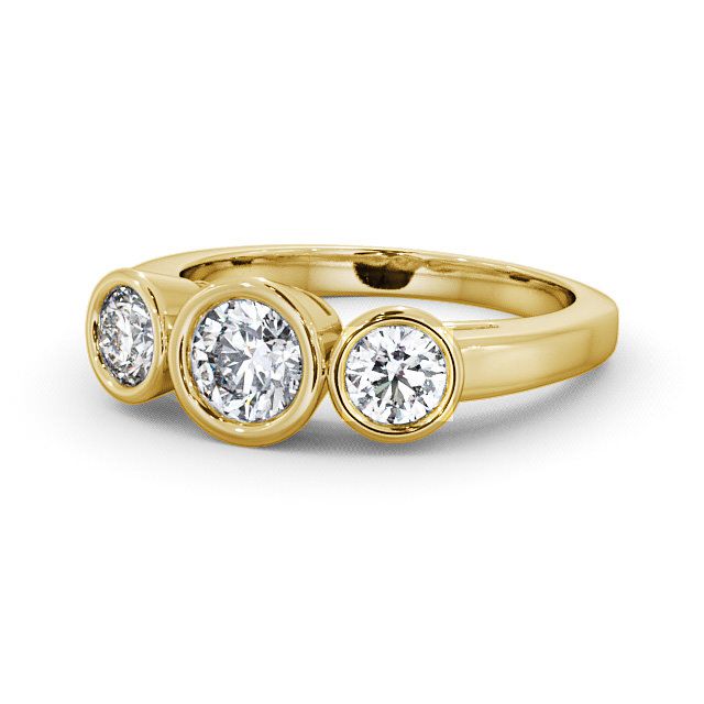 Three Stone Round Diamond Ring 9K Yellow Gold - Leyland TH8_YG_FLAT