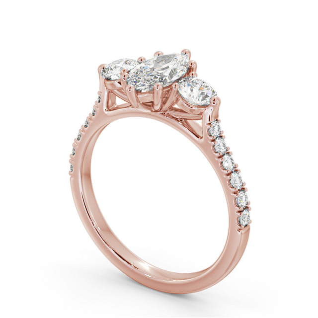 Three Stone Marquise Diamond Ring 9K Rose Gold - Darylis TH90_RG_SIDE