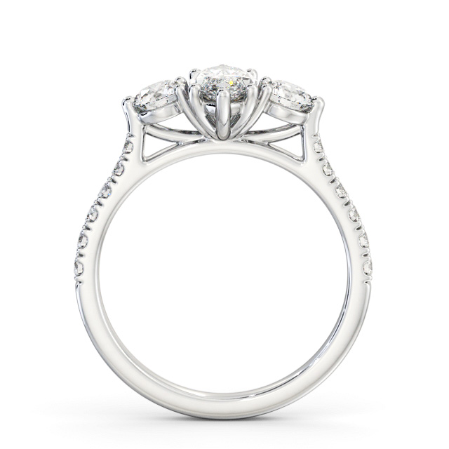 Three Stone Marquise Diamond Ring 18K White Gold - Darylis TH90_WG_UP