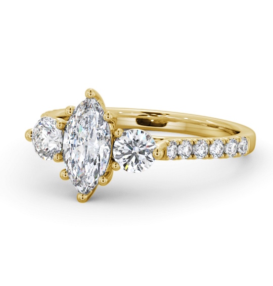 Three Stone Marquise and Round Diamond Ring 9K Yellow Gold with Side Stones TH90_YG_THUMB2 