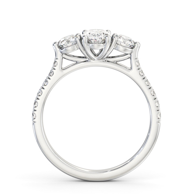 Three Stone Oval Diamond Ring Platinum - Enoch TH91_WG_UP