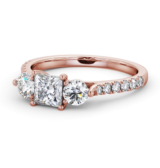  Three Stone Princess Diamond Ring 18K Rose Gold - Dione TH92_RG_THUMB2 