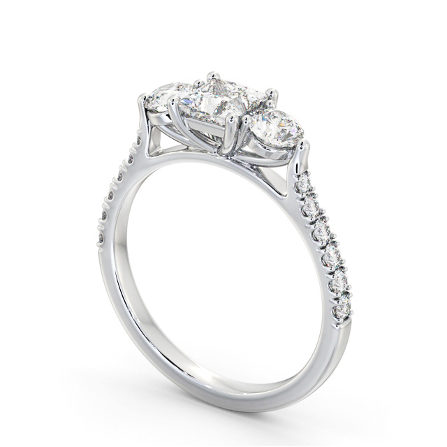 Three Stone Princess Diamond Ring 18K White Gold - Dione TH92_WG_SIDE