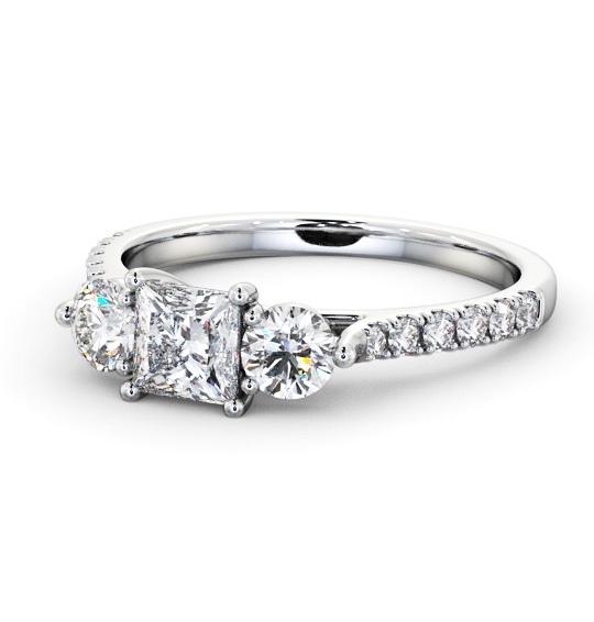  Three Stone Princess Diamond Ring 9K White Gold - Dione TH92_WG_THUMB2 