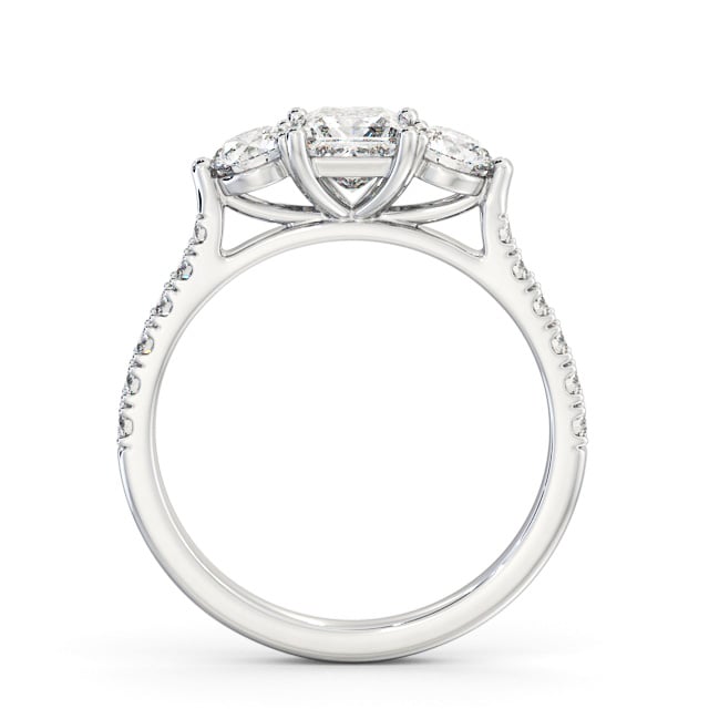 Three Stone Princess Diamond Ring 18K White Gold - Dione TH92_WG_UP