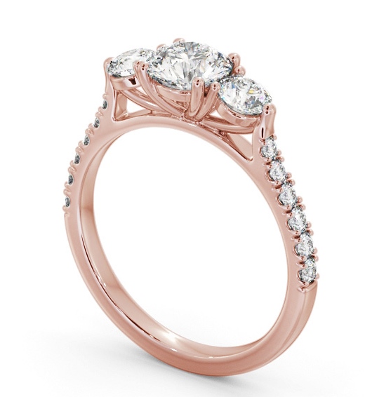  Three Stone Round Diamond Ring 9K Rose Gold - Leighton TH93_RG_THUMB1 