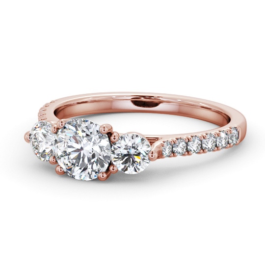  Three Stone Round Diamond Ring 18K Rose Gold - Leighton TH93_RG_THUMB2 
