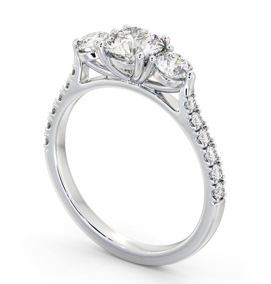 Three Stone Round Diamond Ring 18K White Gold - Leighton TH93_WG_THUMB1