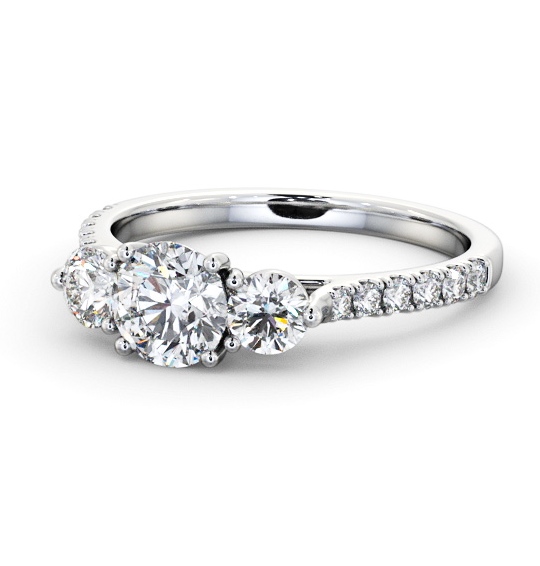  Three Stone Round Diamond Ring Platinum - Leighton TH93_WG_THUMB2 