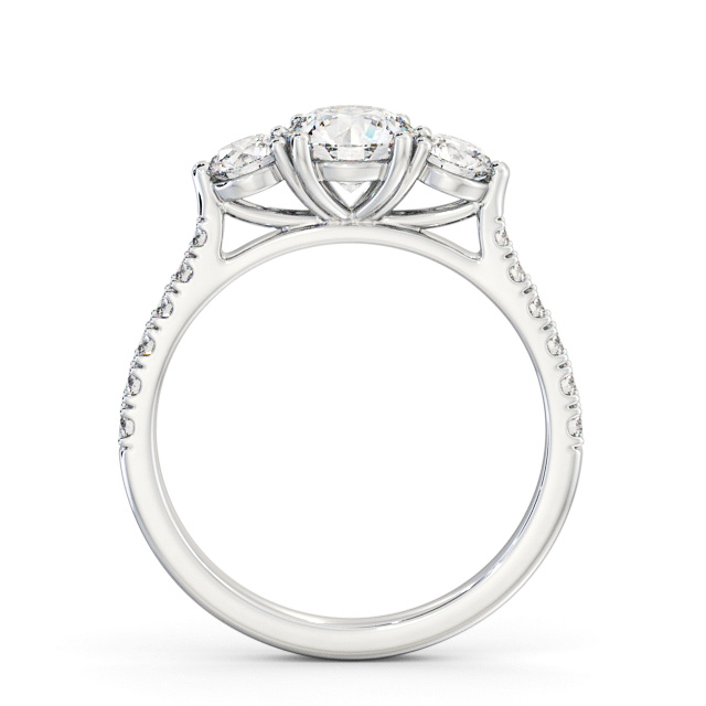 Three Stone Round Diamond Ring 18K White Gold - Leighton TH93_WG_UP