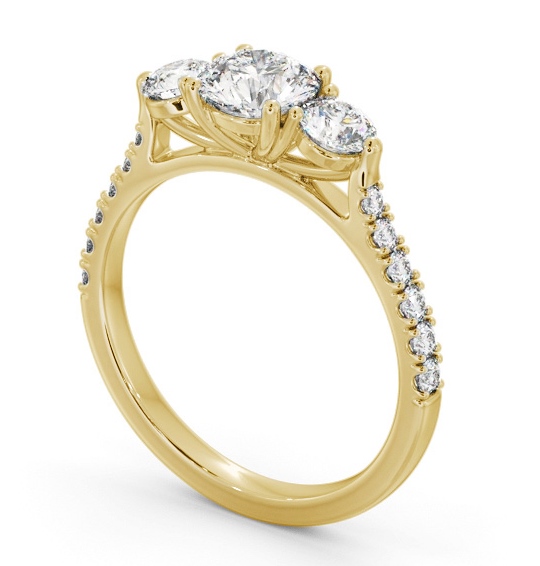  Three Stone Round Diamond Ring 18K Yellow Gold - Leighton TH93_YG_THUMB1 