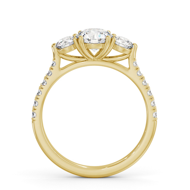 Three Stone Round Diamond Ring 18K Yellow Gold - Leighton TH93_YG_UP