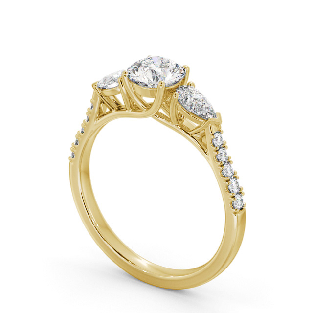 Three Stone Round Diamond Ring 18K Yellow Gold - Kaden TH94_YG_SIDE