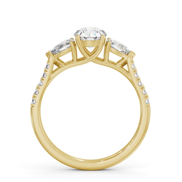 Three Stone Round Diamond Ring 18K Yellow Gold - Kaden TH94_YG_UP