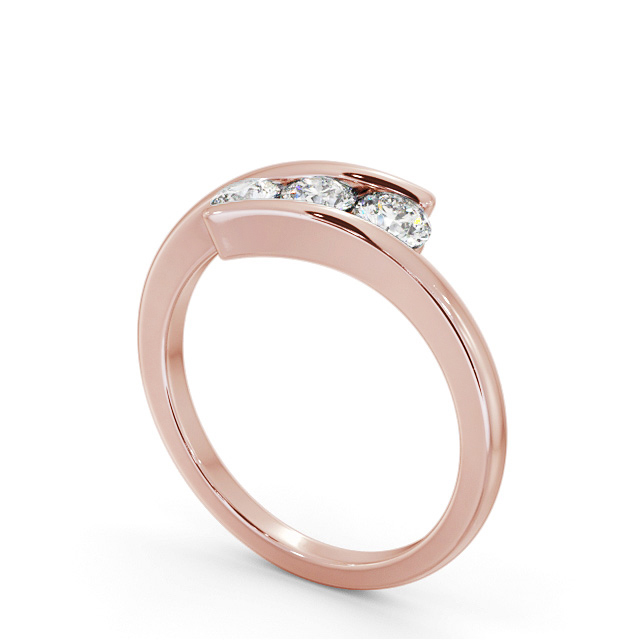 Three Stone Round Diamond Ring 18K Rose Gold - Karia TH95_RG_SIDE