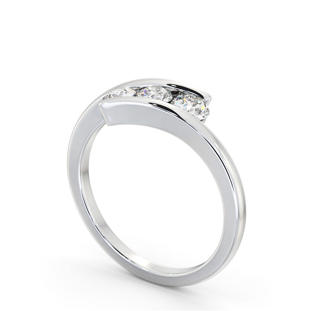 Three Stone Round Diamond Ring 18K White Gold - Karia TH95_WG_SIDE