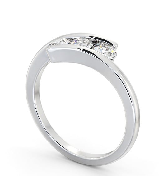  Three Stone Round Diamond Ring 9K White Gold - Karia TH95_WG_THUMB1 