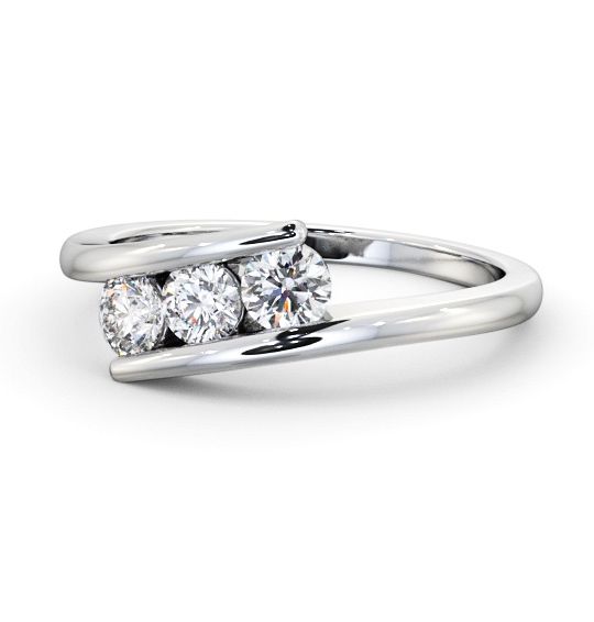  Three Stone Round Diamond Ring 18K White Gold - Karia TH95_WG_THUMB2 