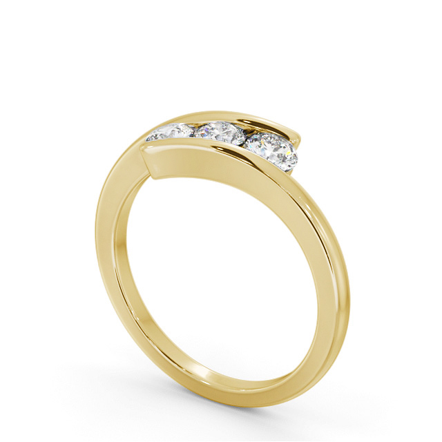 Three Stone Round Diamond Ring 18K Yellow Gold - Karia TH95_YG_SIDE