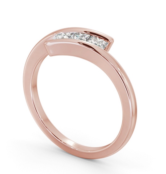 Three Stone Princess Diamond Offset Band Ring 9K Rose Gold TH96_RG_THUMB1