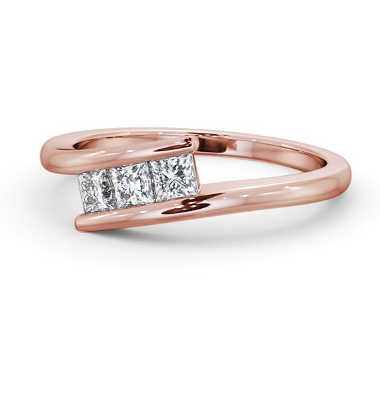  Three Stone Princess Diamond Ring 18K Rose Gold - Blevin TH96_RG_THUMB2 