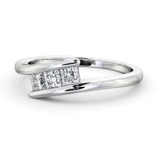 Three Stone Princess Diamond Ring 18K White Gold - Blevin TH96_WG_THUMB2 