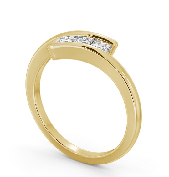 Three Stone Princess Diamond Offset Band Ring 18K Yellow Gold TH96_YG_THUMB1 
