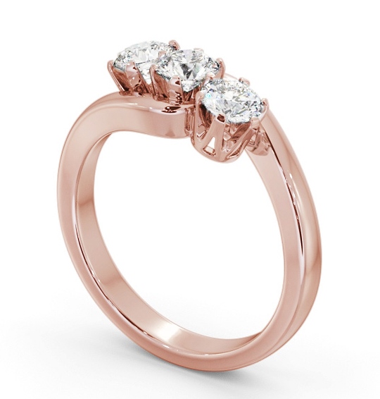 Three Stone Round Diamond Unique Setting Ring 9K Rose Gold TH97_RG_THUMB1 