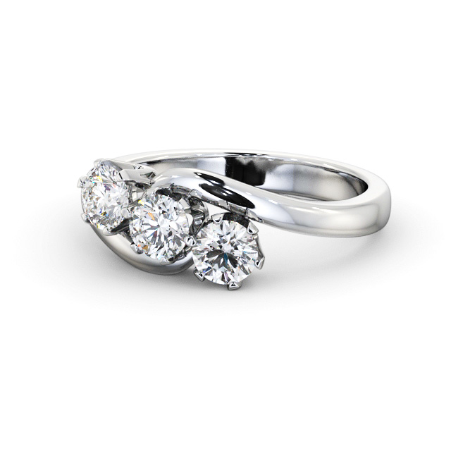 Three Stone Round Diamond Ring Palladium - Orane TH97_WG_FLAT