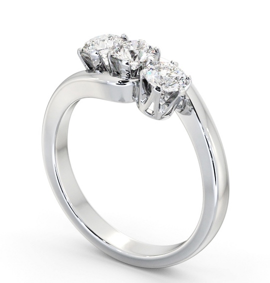  Three Stone Round Diamond Ring 18K White Gold - Orane TH97_WG_THUMB1 