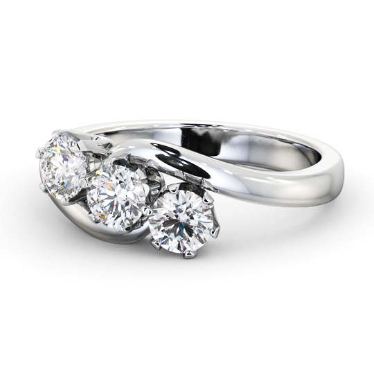  Three Stone Round Diamond Ring 9K White Gold - Orane TH97_WG_THUMB2 