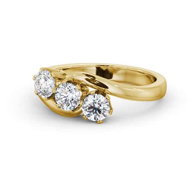 Three Stone Round Diamond Ring 18K Yellow Gold - Orane TH97_YG_FLAT