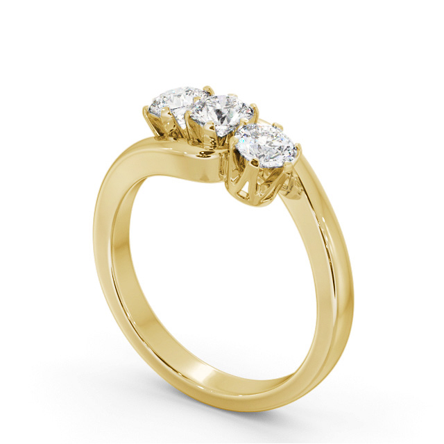 Three Stone Round Diamond Ring 18K Yellow Gold - Orane TH97_YG_SIDE