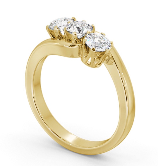 Three Stone Round Diamond Unique Setting Ring 9K Yellow Gold TH97_YG_THUMB1