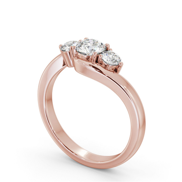 Three Stone Round Diamond Ring 9K Rose Gold - Roland TH98_RG_SIDE