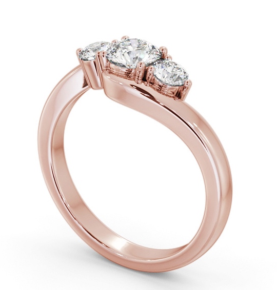 Three Stone Round Diamond Sweeping Band Ring 18K Rose Gold TH98_RG_THUMB1 